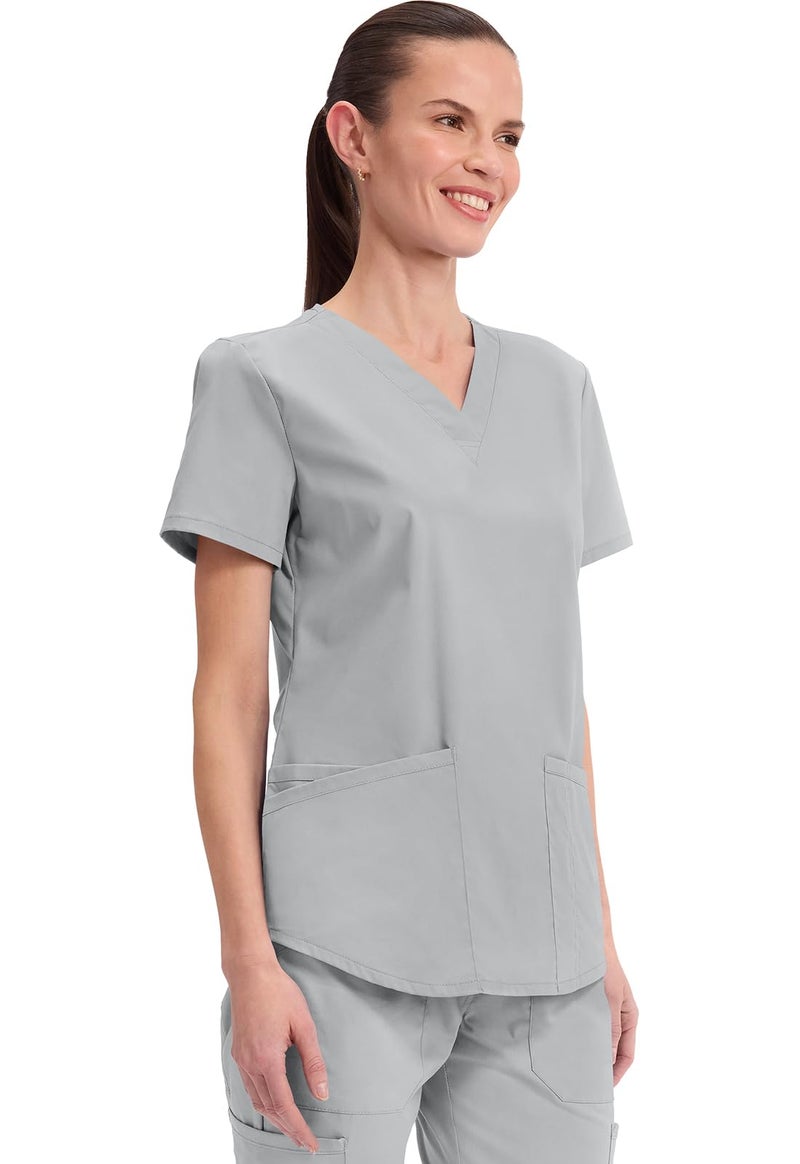 CHEROKEE Workwear Professionals Women Scrubs Top V-Neck WW665, M, Grey - Image 5